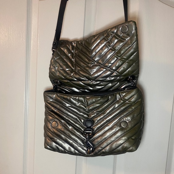 Rebecca Minkoff Edie Chevron Crossbody Purse-Metallic Gray - Picture 4 of 5